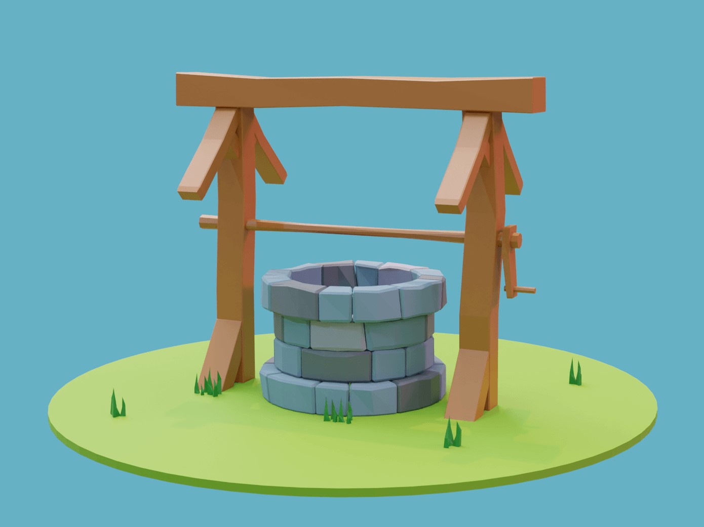 A well with a wooden frame